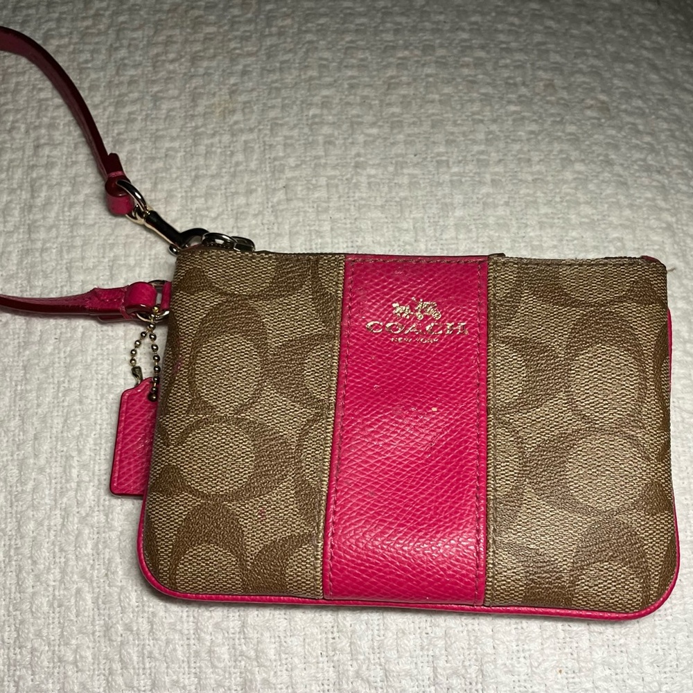 Coach Pink and Brown Wristlet